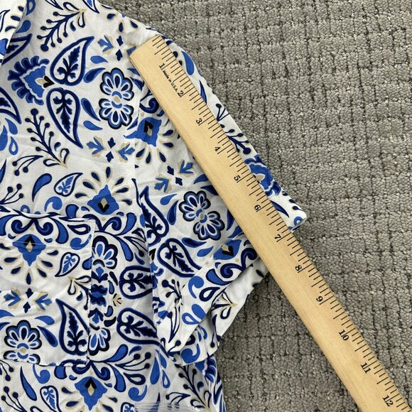 Croft & Barrow Shirt Womens Size XS White Blue Button Up Short Sleeve Paisley - Picture 7 of 10